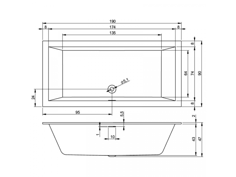Купить Акриловая ванна Riho Rething Cubic 190 x 90 см Pulg&Play, BD9700500000000