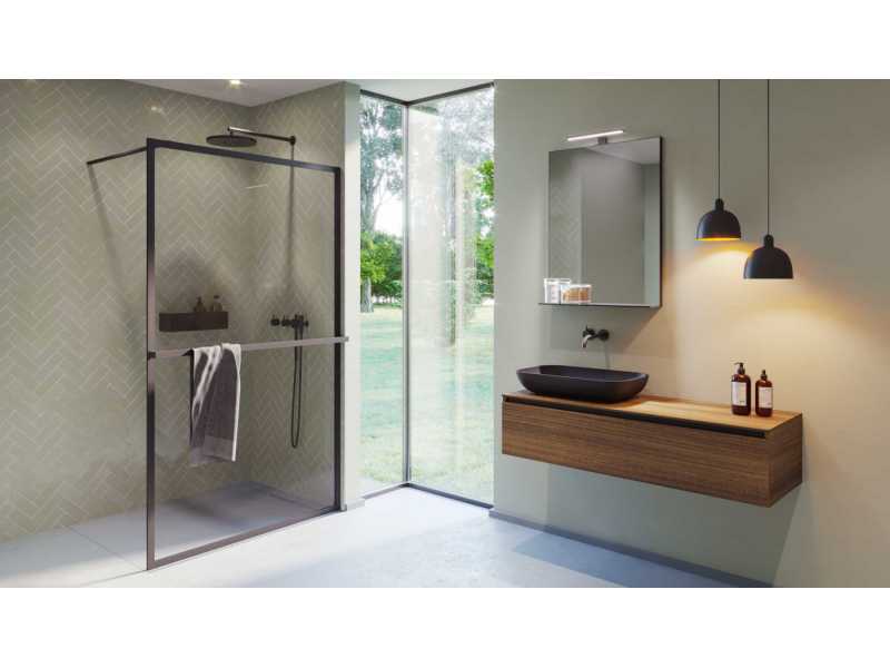 Купить Душевой уголок Riho Lucid GD400 GD410B000 100 x 200 см, стекло прозрачное, профиль черный матовый, с полотенцедержателем
