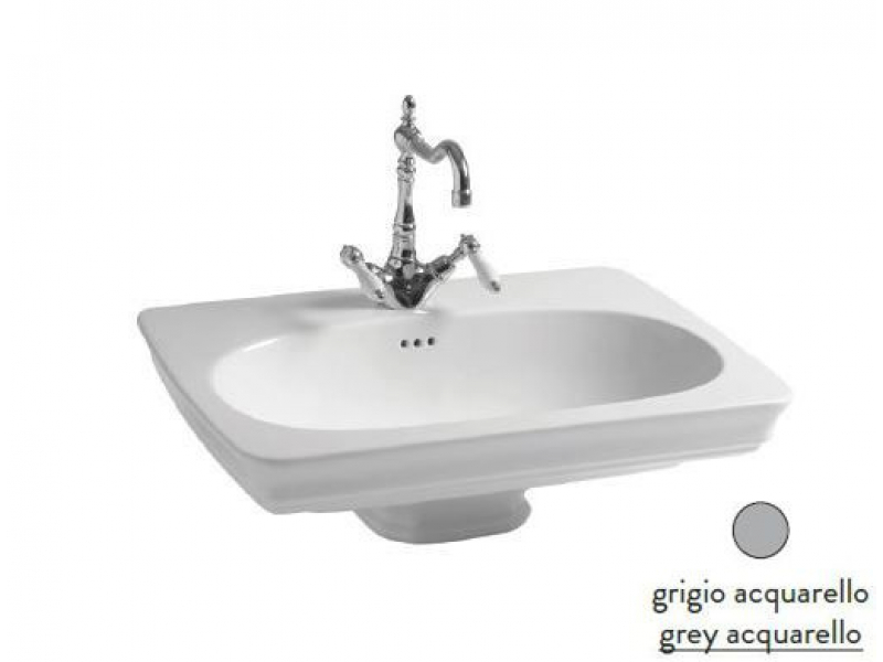 Купить Раковина ArtCeram Civitas CIL001 34; 00, подвесная, цвет - grey acquarello (серый), 68 х 49,5 х 22 см