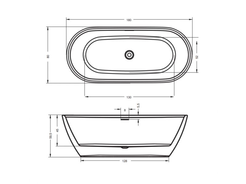 Купить Ванна акриловая Riho Inspire 180 x 80 x 60 см, BD02105, отдельностоящая, белый матовый