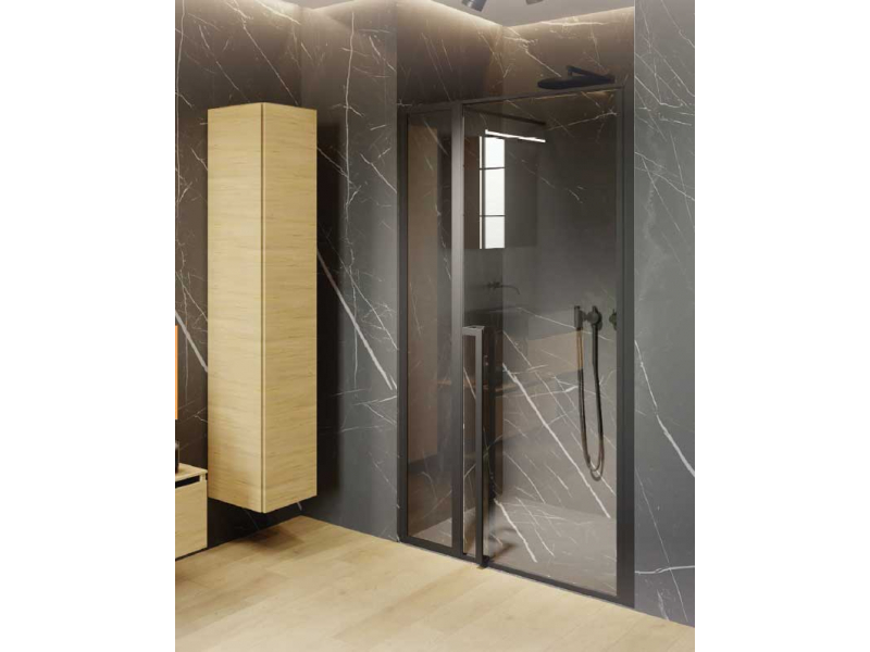 Купить Дверь распашная Riho Lucid GD104 GD113W000 130 x 200 см, стекло прозрачное, профиль черный матовый