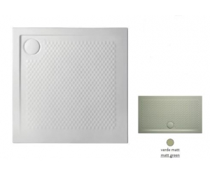 Поддон ArtCeram Texture 90 х 90 х 5,5 см, PDQ008 26; 00, квадратный, цвет - verde matt (светло-зеленый), из искусственного камня