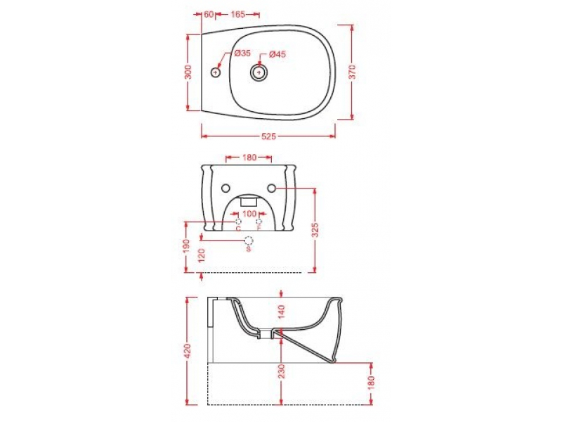 Купить Биде Artceram Azuley AZB001 03; 00, подвесное, цвет - черный глянцевый