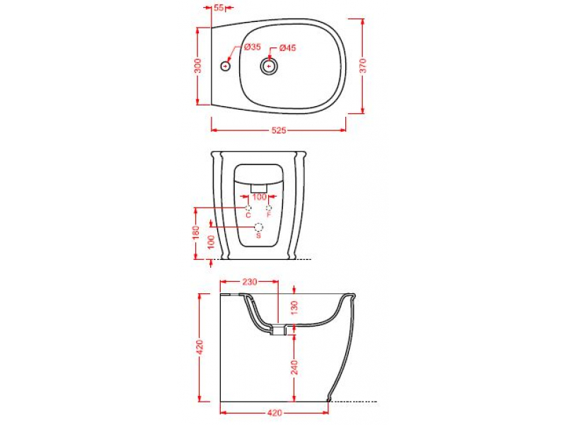 Купить Биде Artceram Azuley AZB002 03; 00, напольное