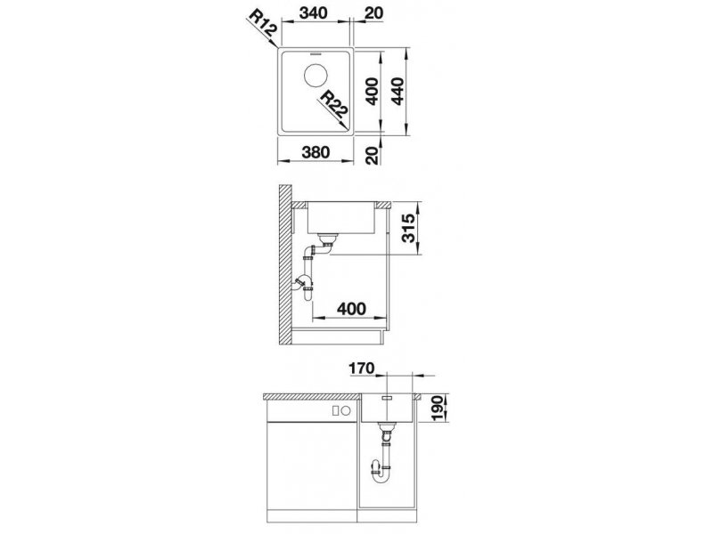 Купить Мойка Blanco Andano 340-IF 522953 без клапана-автомата