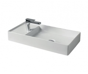 Раковина ArtCeram Scalino 75 SCL004 01; 00, накладная, цвет - белый глянцевый, 75 х 38 х 11,5 см