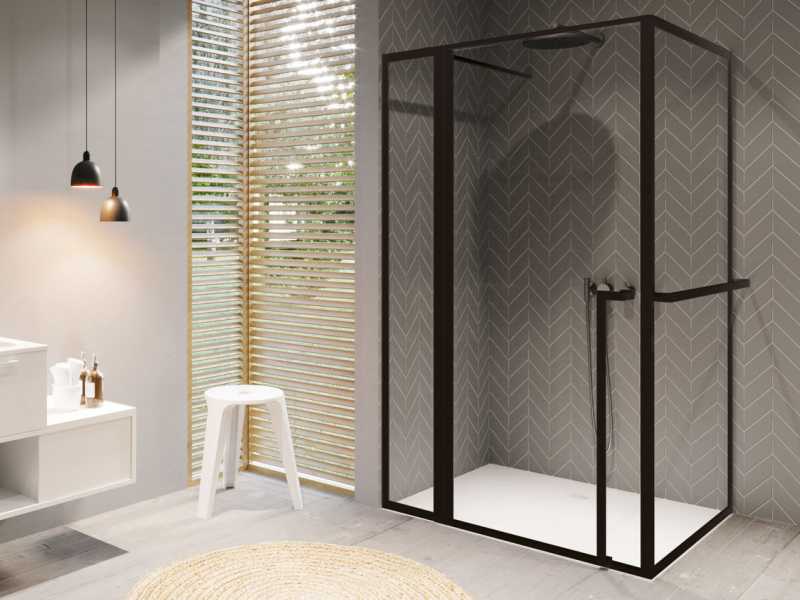 Купить Душевой уголок Riho Lucid GD203 GD213B100 130 x 100 x 200 см, стекло прозрачное, профиль черный матовый, с полотенцедержателем