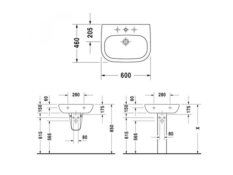 Купить Раковина Duravit D-Code 23106000002, 60*46*h15 см