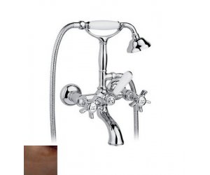 Смеситель Nicolazzi P.M. Blanc 1401DB78 для ванны и душа, состаренная бронза, ручка белая керамика