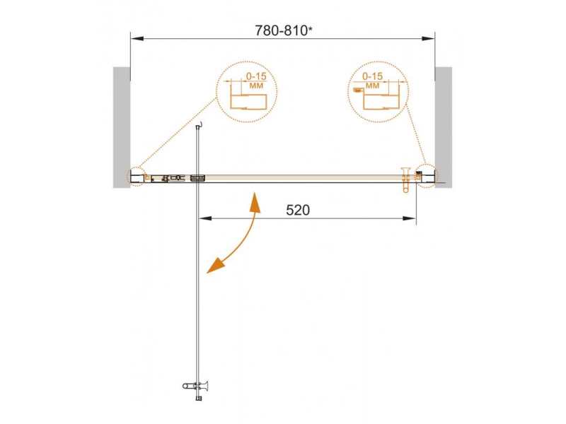Купить Душевая дверь Cezares ECO-BA-1-80-Cr, 80 см