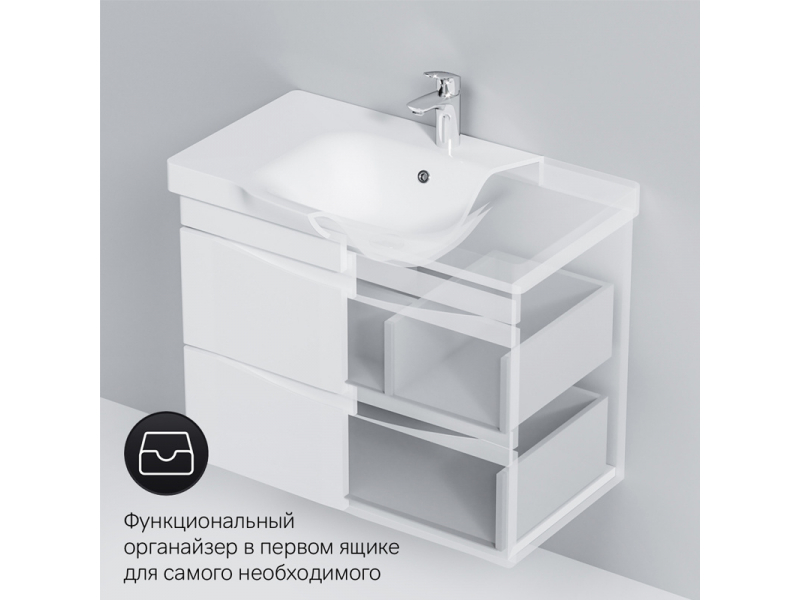 Купить Тумба под раковину Am.Pm Like 80 подвесная, белый глянец M80FHX0802WG