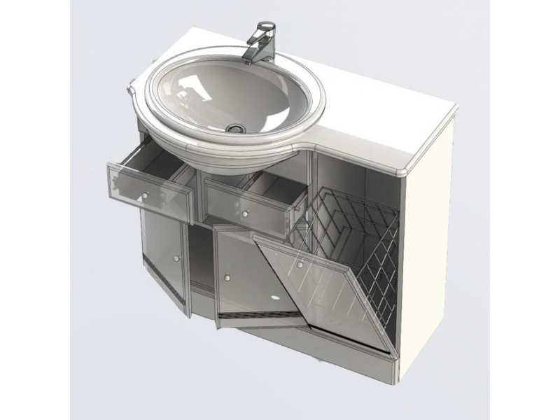 Купить Тумба под раковину Aquanet Марсель 90 L/R с бельевой корзиной (100304/100305)
