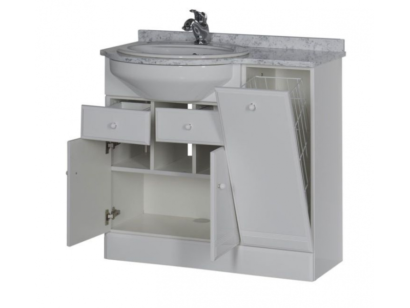 Купить Тумба под раковину Aquanet Марсель 90 L/R с бельевой корзиной (100304/100305)