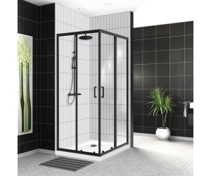 Душевой уголок BelBagno Uno-195, 90 х 90 х 195 см, профиль черный матовый, стекло прозрачное, UNO-195-A-2-90-C-NERO