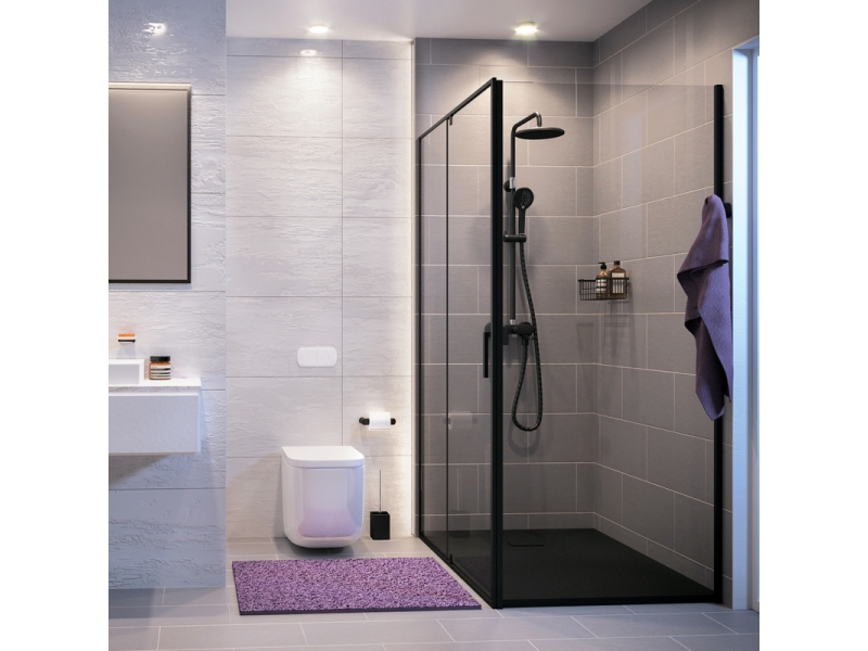 Купить Душевой уголок WasserKRAFT 74P20, 90 х 80 см, профиль черный, стекла прозрачные
