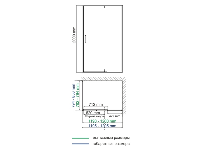 Купить Душевой уголок WasserKRAFT 74P06, 120 х 80 см, профиль черный, стекла прозрачные