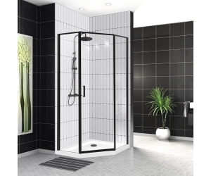 Душевой уголок BelBagno Uno-195, 90 х 90 х 195 см, профиль черный матовый, стекло прозрачное, UNO-195-P-1-90-C-NERO
