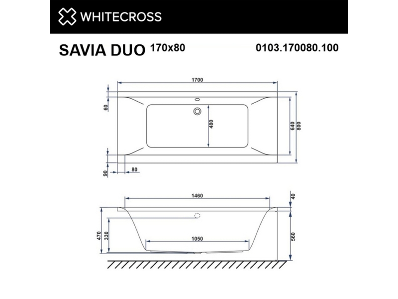 Купить Ванна гидромассажная Whitecross Savia Duo Smart, 170 х 80 см, увеличенная толщина акрила, усиленная армировка, белый/хром, 0103.170080.100.SMART.CR