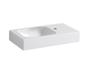 Раковина Geberit iCon 53 х 31 см, с крылом, без перелива, отверстие под смеситель на крыле, белая