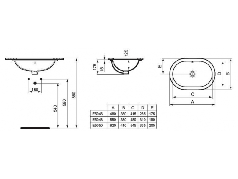 Купить Раковина Ideal Standard Connect E505001 62 см