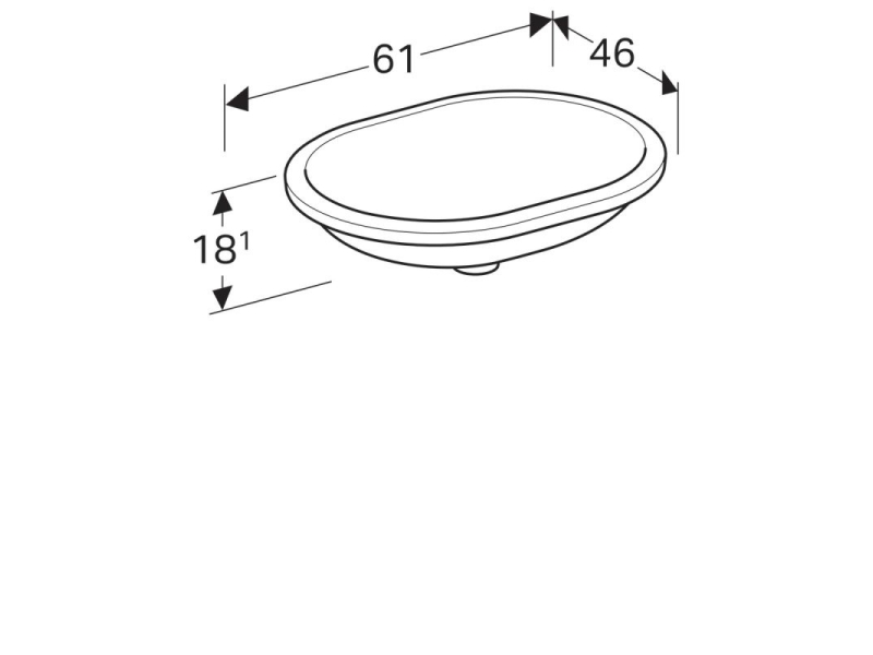 Купить Раковина Geberit Variform 500.758.01.2 55 x 40 см овальная, встраиваемая снизу, без перелива