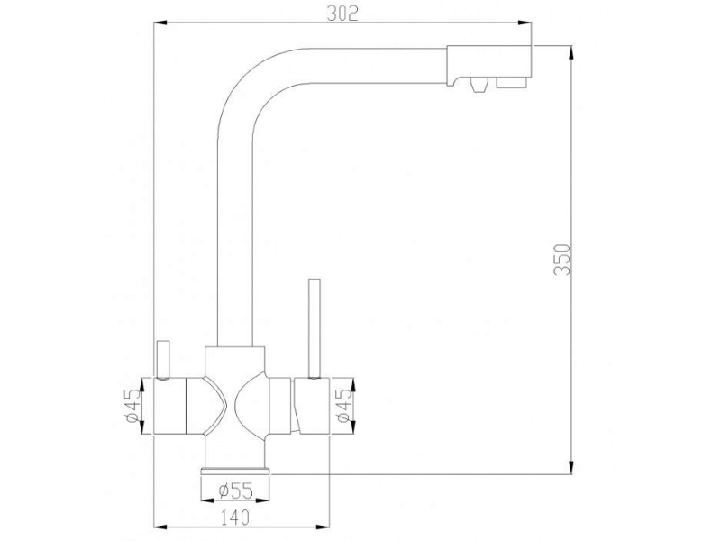Купить Смеситель Zorg Steel Hammer SH 552 BLACK CR для кухни под фильтр, черный металлик/хром