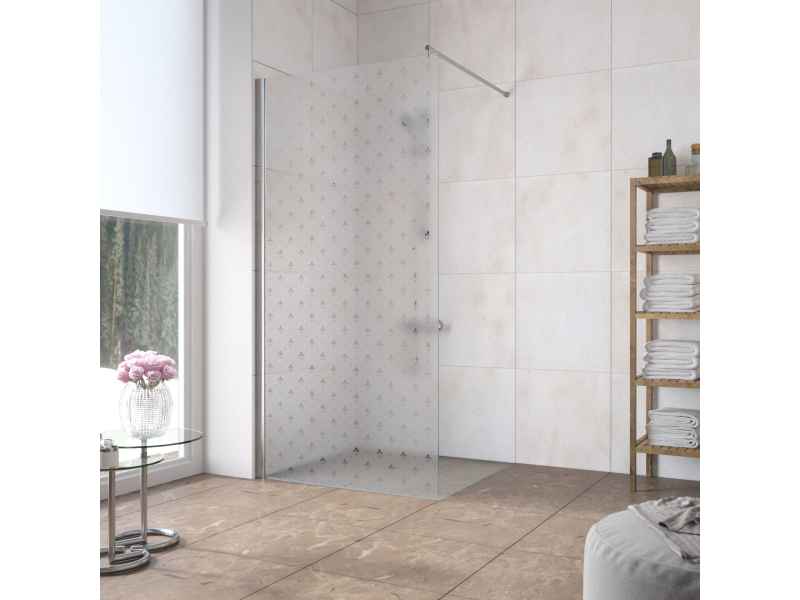 Купить Неподвижная стенка Vegas Glass EAF Lux 86 08 R05, профиль - глянцевый хром, стекло – флер-де-лис, 86*199,5 см
