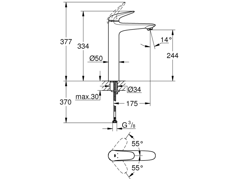 Купить Смеситель для раковины Grohe Eurostyle 2015 23719003, высокий, хром