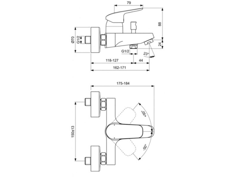 Купить Набор смесителей для ванной Ideal Standard «Ceraflex 3 в 1» BD001AA, хром