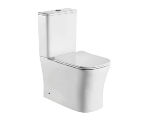Напольный безободковый унитаз-компакт CeramaLux 1218А, крышка микролифт, тонкая, белый