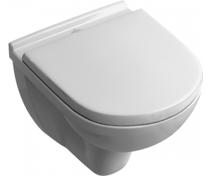 Подвесной безободковый унитаз с сиденьем Soft-Close и с покрытием CeramicPlus, Villeroy&Boch O.novo 5660HRR1, альпийский белый