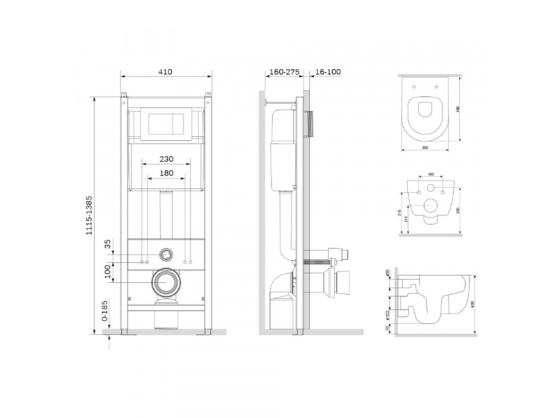 Купить Инсталляция с унитазом Damixa DX86.IS10151.1700 сиденье микролифт, клавиша хром