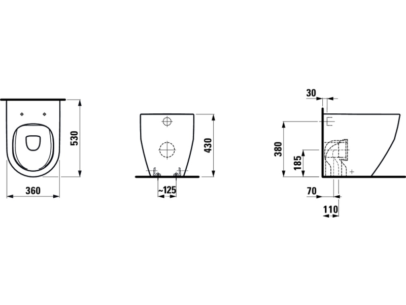Купить Приставной унитаз Laufen Pro Rimless 8.2295.6.000.000.1