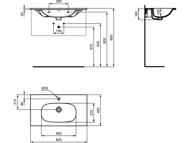Купить Раковина-столешница Ideal Standard Tesi Vanity T350901 80 см