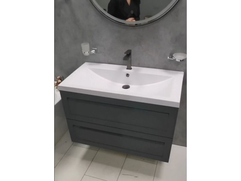Купить Тумба под раковину Art&Max AM-Platino-900-2C-SO-GM, 90 x 49 x 55 см подвесная, серый матовый