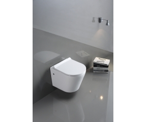 Подвесной унитаз CeramaLux B2330 36 x 48 x 36 см безободковый, укороченный, сиденье Soft Close