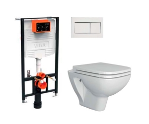Инсталляция с унитазом Vitra Normus S20 L-box, с сиденьем с микролифтом, клавиша хром глянцевый, 9004B003 7207