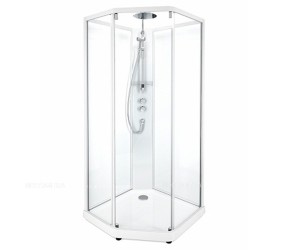 Душевая кабина Ido Showerama 10-5 Comfort 90 х 90 см, стекло прозрачное, профиль белый, 131.401.201.301