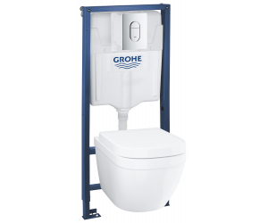 Инсталляция Grohe с безободковым унитазом Grohe Euro Ceramic 39328000, сиденье микролифт, комплект