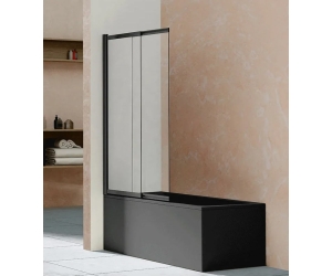Душевая шторка на ванну Vincea 100 x 145 см, стекло прозрачное, профиль чёрный матовый, VSB-1E100CLB