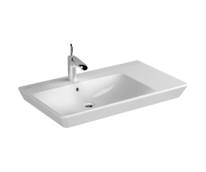 Раковина Vitra T4 4453B003-0001 80 см подвесная асимметричная, 1 отверстие для смесителя, с переливом
