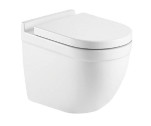 Подвесной унитаз CeramaLux 2198 36 x 52 x 41 см безободковый, сиденье DP, Soft Close, крышка микролифт, белый