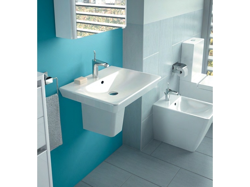 Купить Раковина Vitra T4 4451B003-0001 60 см подвесная, 1 отверстие для смесителя, с переливом