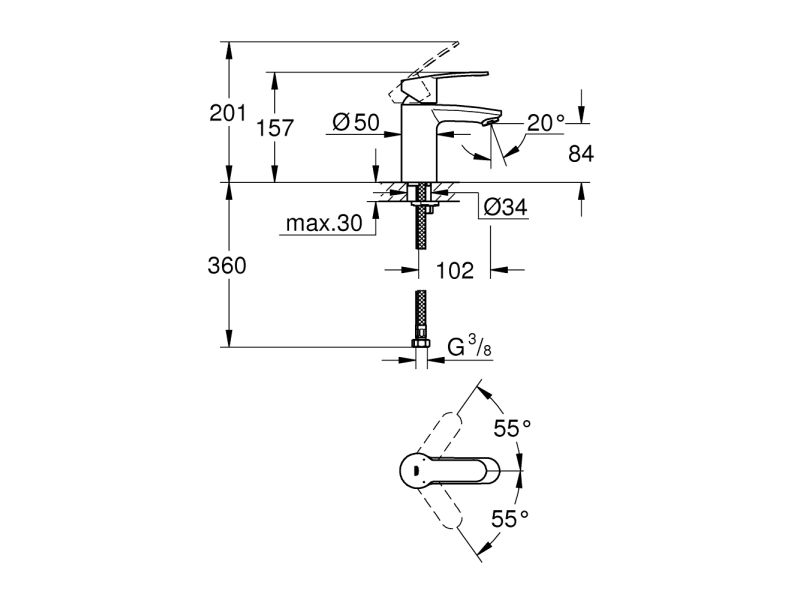 Купить Смеситель для раковины Grohe Eurostyle Cosmopolitan 3246820E