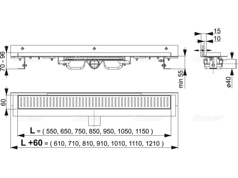 Купить Душевой лоток AlcaPlast APZ104-950 Flexible Low с регулируемым воротником к стене