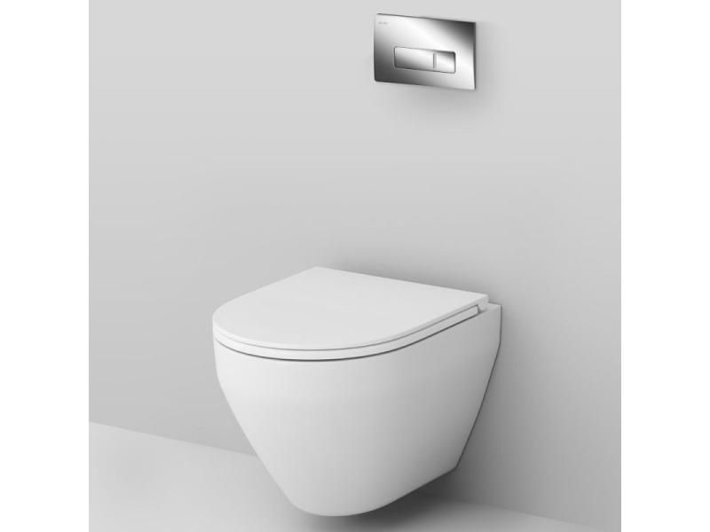 Купить Инсталляция Am.Pm Spirit V2.0, IS48051.701700 с безободковым унитазом Spirit V2.0 FlashClean, клавиша Pro M глянцевый хром, крышка микролифт