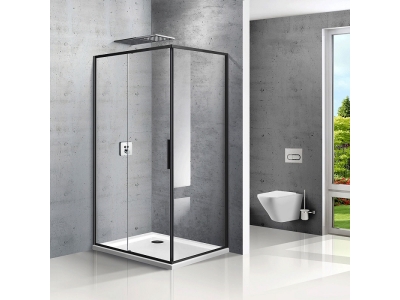 Душевой уголок Vincea Slim 120 x 90 см, стекло прозрачное, профиль черный матовый, VSR-2SL9012CLB-L/R