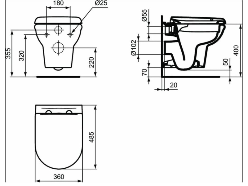 Купить Инсталляция Ideal Standard Prosys Frame 120 M R020467 с унитазом Ideal Standard Exacto Rimless безободковый c сиденьем микролифт UV09001, комплект, X042601