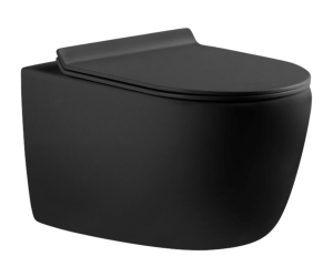 Подвесной безободковый унитаз Aquanet Cetus-BW Rimless, крышка микролифт, Slimseat, черный, 287008