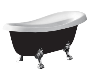Ванна акриловая Vincea VBT-120B-1700-Cr, 170 x 75.5 см, слив-перелив в комплекте, ножки хром, черный